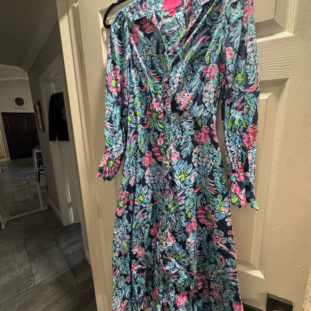 Lilly Pulitzer Vibrant Floral Long Sleeve Dress